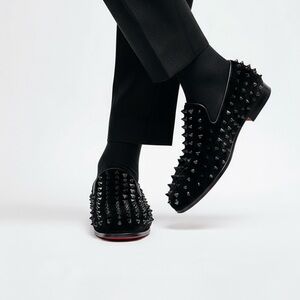 Women's Black Spiked Loafers